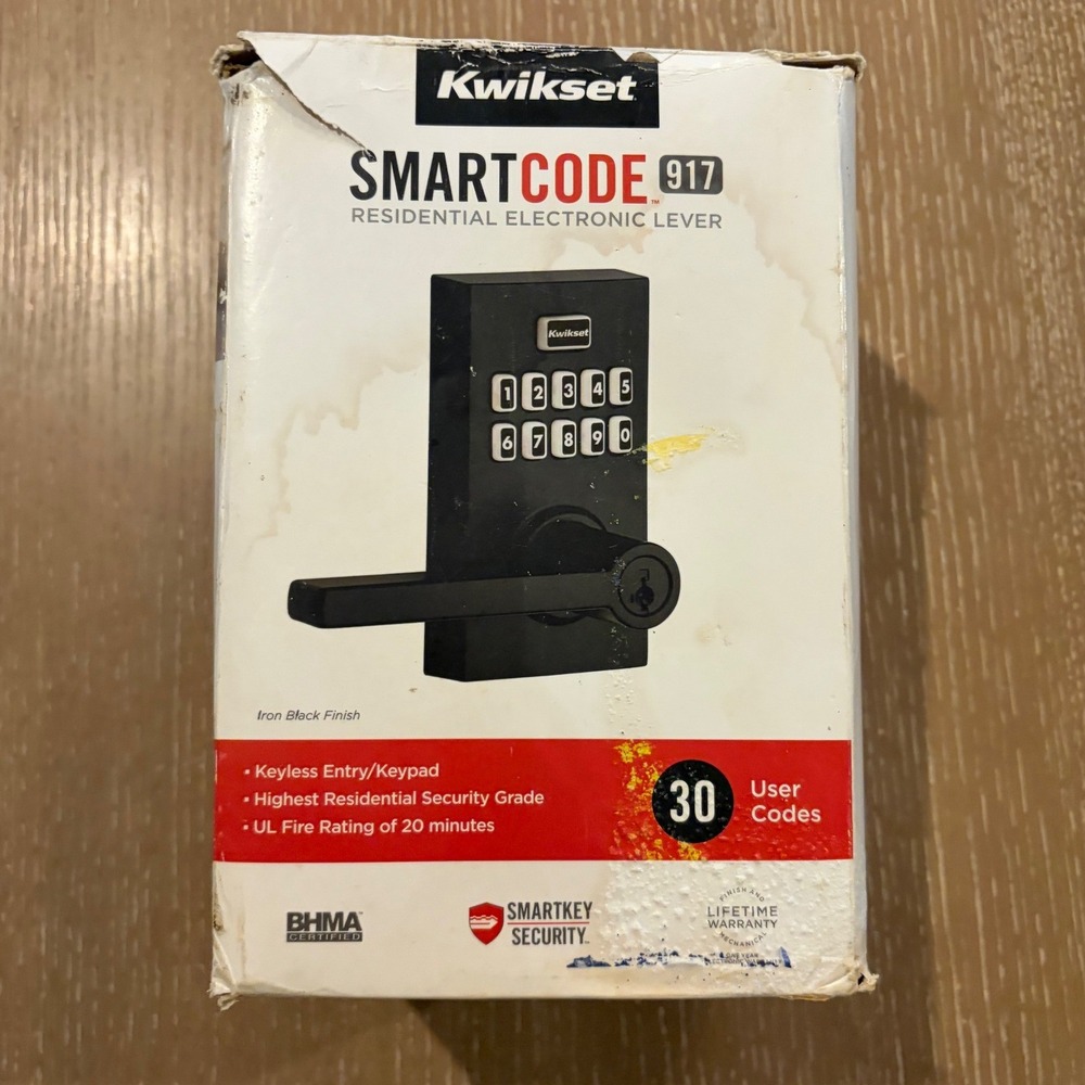 Kwikset SmartCode 917 Keyless Entry Keypad Electronic Lever Lock Iron Black